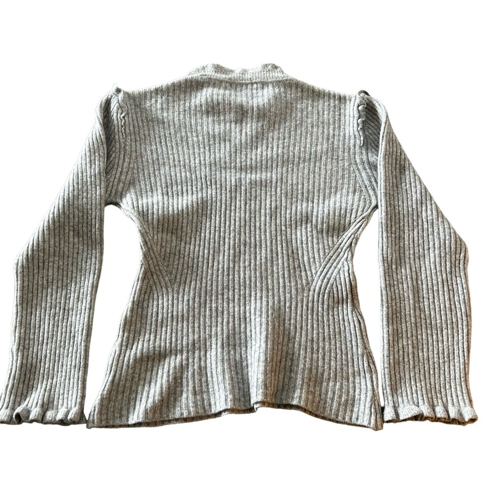 Derek Lam 10 Crosby Romantic Wool/Cashmere Ruffle Shoulder Sweater Gray - Small - Picture 5 of 8